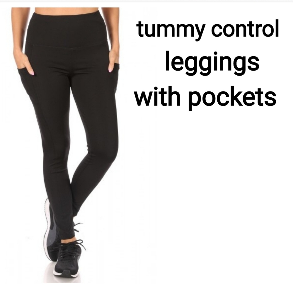 Womens Tummy Control Sport Leggings With Pockets